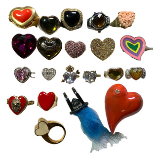 Vintage中古 爱心元素心形夸张气质复古风百搭时髦孤品戒指合集