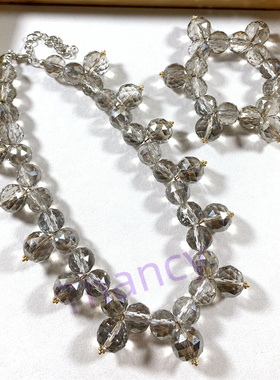 JOANRIVERS切面大颗灰水晶套装