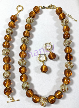 MONET焦糖琉璃项链耳环手链