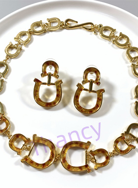 ANNTALY&R豹纹树脂项链耳环套装