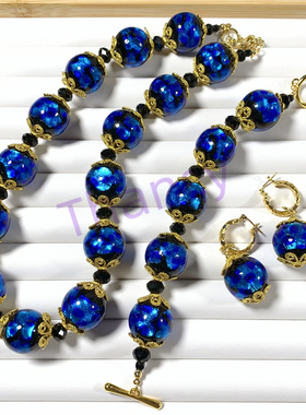 JoanRivers超大星空蓝琉璃三件套