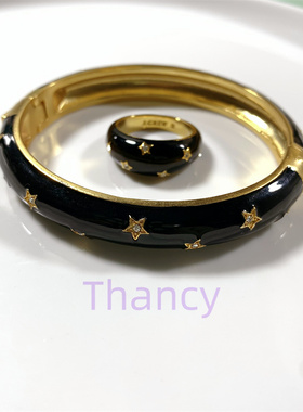 JCR通勤百搭黑金星星手镯戒指