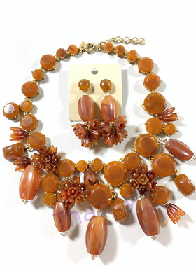 JCR打标夸张走秀款项链耳环套装