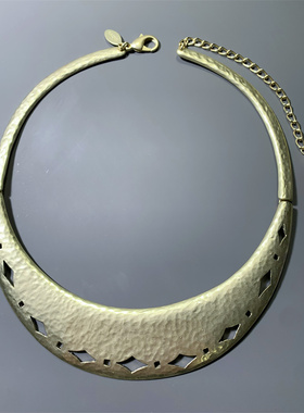 Vintage中古 CHICOS打标哑光金质感百搭复古镂空纹理项圈项链女