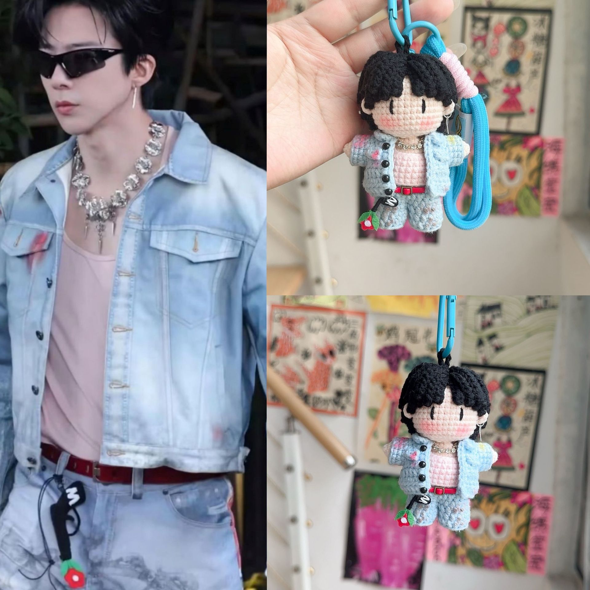 成品手工钩织刘宇宁牛仔服玩偶