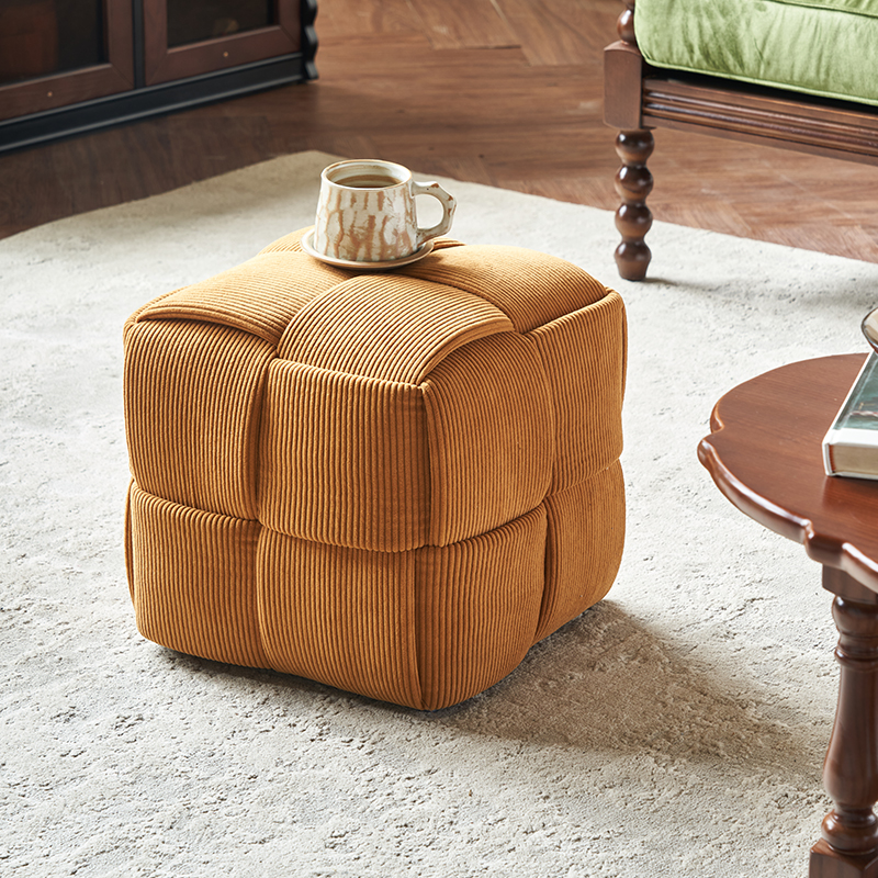 比尔迪家用灯芯绒编织小矮凳