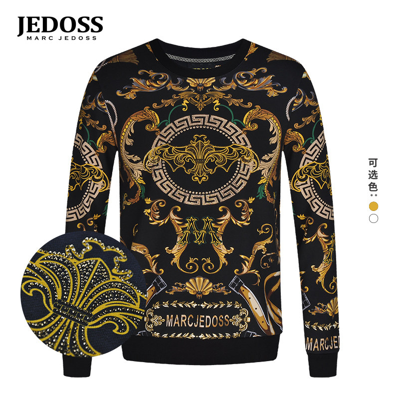 爵迪斯秋冬新款满印花圆领卫衣