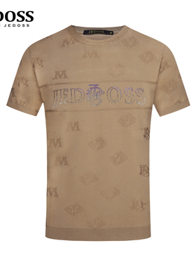 JEDOSS/爵迪斯男装夏季专柜新款字母烫钻满印短袖针织衫BS013