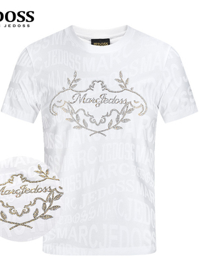 JEDOSS/爵迪斯男装夏季专柜新款炫彩烫钻修身短袖T恤潮牌0345