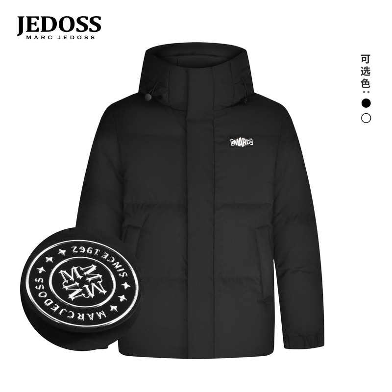 JEDOSS/爵迪斯男装2025秋冬专柜新款魔术贴章仔白鸭绒羽绒服HY007