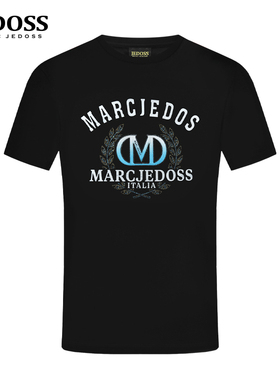 JEDOSS/爵迪斯男装初春专柜新款简约蓝色水晶烫钻短袖T恤112