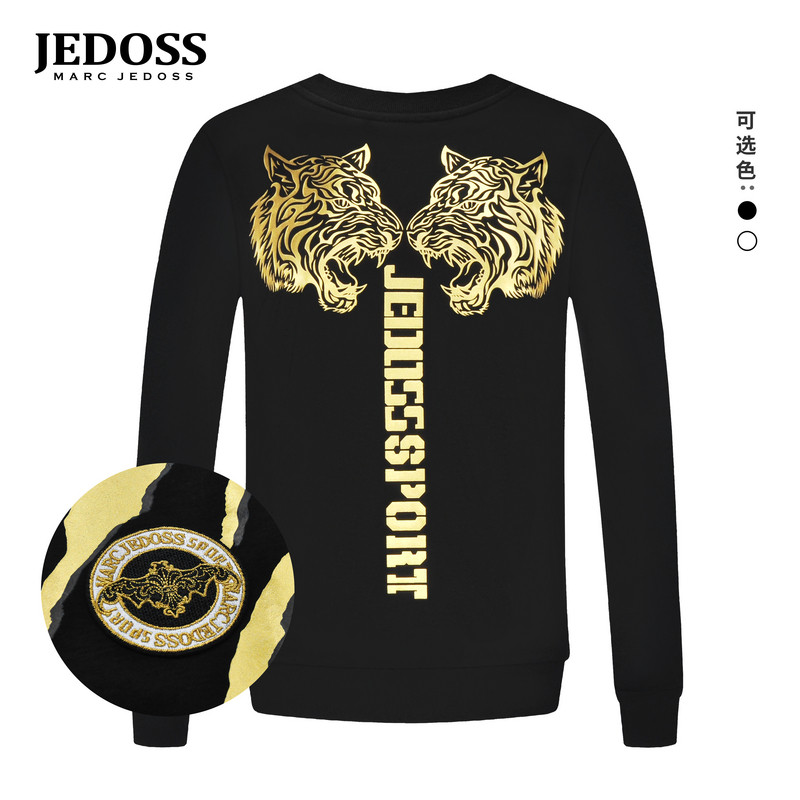 JEDOSS/爵迪斯男装初秋专柜新款虎头烫金刺绣套头卫衣薄BZ125