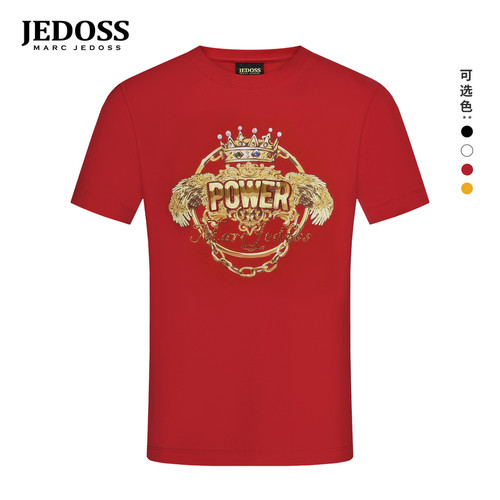JEDOSS/爵迪斯男装春季专柜新款简约欧式数码胶印短袖T恤683