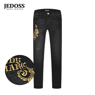 JEDOSS/爵迪斯男装2025春夏专柜新款字母立体压凸刺绣牛仔裤BC016