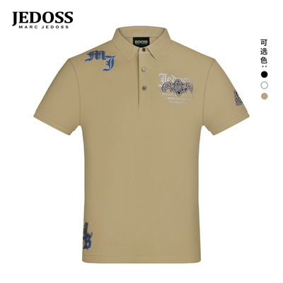 JEDOSS/爵迪斯男装2025夏季新款简约章仔刺绣胶印短袖POLO衫AM098