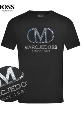 JEDOSS/爵迪斯夏季新款T恤简约时尚烫钻潮流男士黑色短袖M156