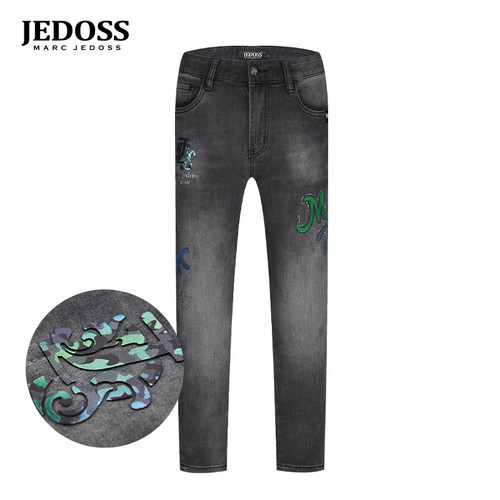 爵迪斯2022夏季新款印花牛仔长裤