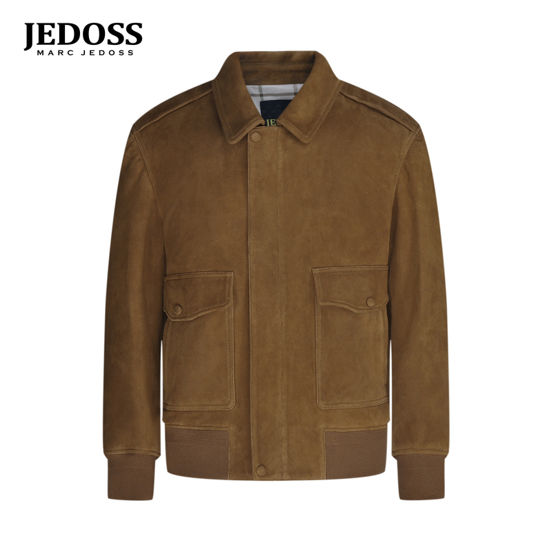 JEDOSS/爵迪斯男装2025秋冬专柜新款复古口袋拼缝时尚皮衣潮SD211