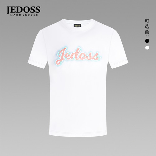 JEDOSS/爵迪斯男装2026初春新款简约字母LOGO角珠短袖T恤潮HZ058