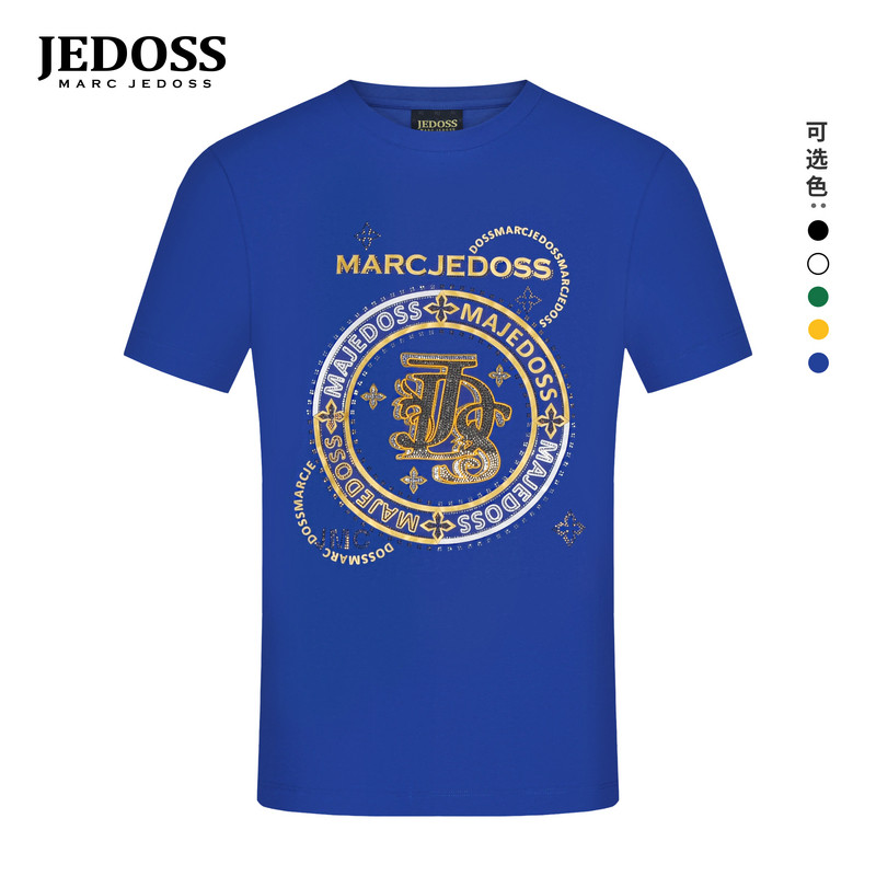 JEDOSS/爵迪斯男装夏季专柜新款经典LOGO烫金烫钻短袖T恤014