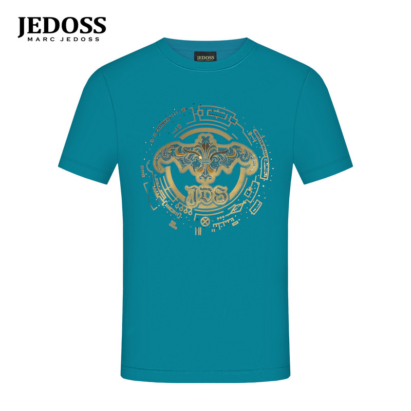 JEDOSS/爵迪斯男装2026春季新款LOGO描绘烫钻刺绣短袖T恤潮BZ022B图片