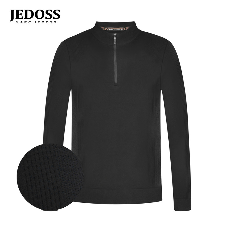 JEDOSS/爵迪斯男装2025秋季专柜新款撞色坑条套头长袖针织衫DY117