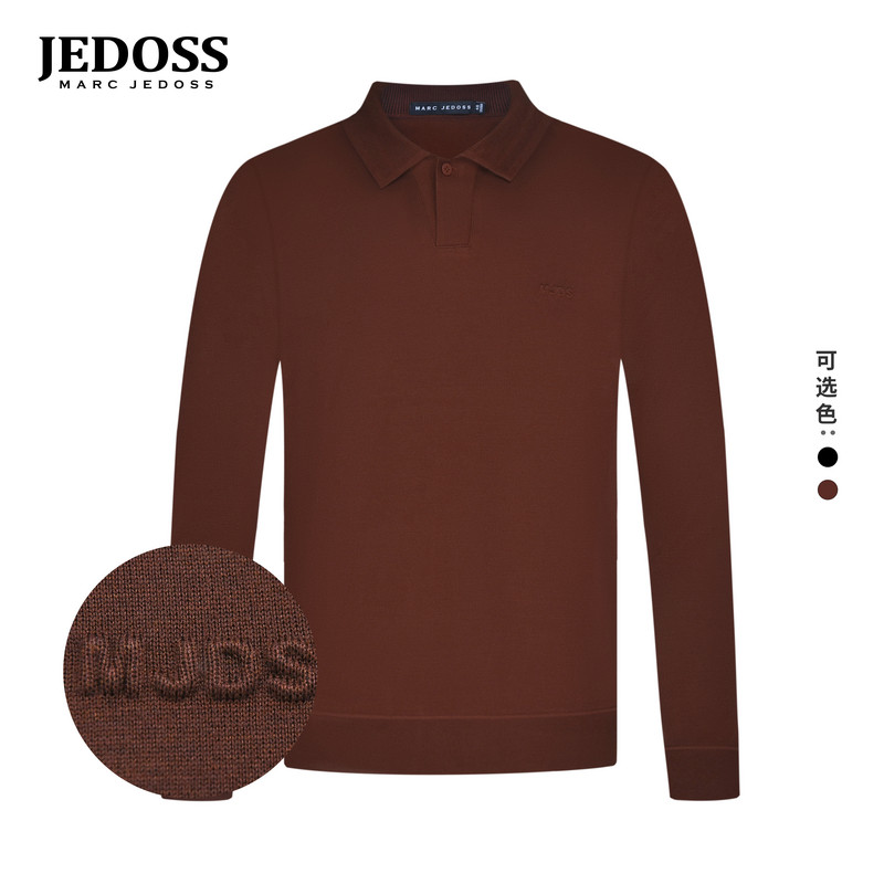 JEDOSS/爵迪斯男装2025秋季专柜新款字母压凸针织长袖Polo衫DY829