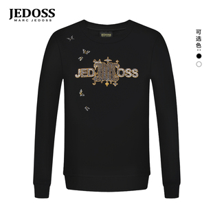字母烫钻玻璃纱圆领套头卫衣AM929 秋冬新款 JEDOSS 爵迪斯男装