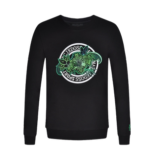 JEDOSS/爵迪斯男装秋季新款经典LOGO烫印无帽圆领卫衣潮612