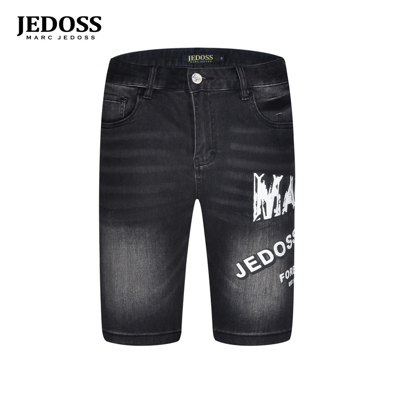 JEDOSS/爵迪斯男装2026夏季新款简约割裂感胶印牛仔中裤潮117SXB