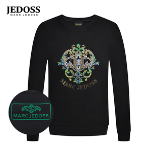 炫彩刺绣玻璃纱套头卫衣薄079 秋冬专柜新款 JEDOSS 爵迪斯男装