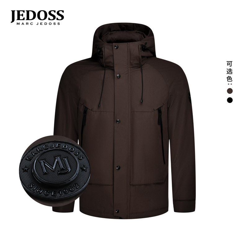 JEDOSS/爵迪斯男装秋冬专柜新款皮牌章仔白鸭绒短羽绒服GM627