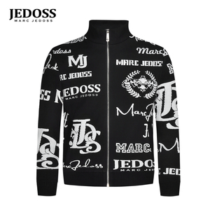 JEDOSS/爵迪斯男装秋冬专柜新款无规则LOGO满提花针织外套003