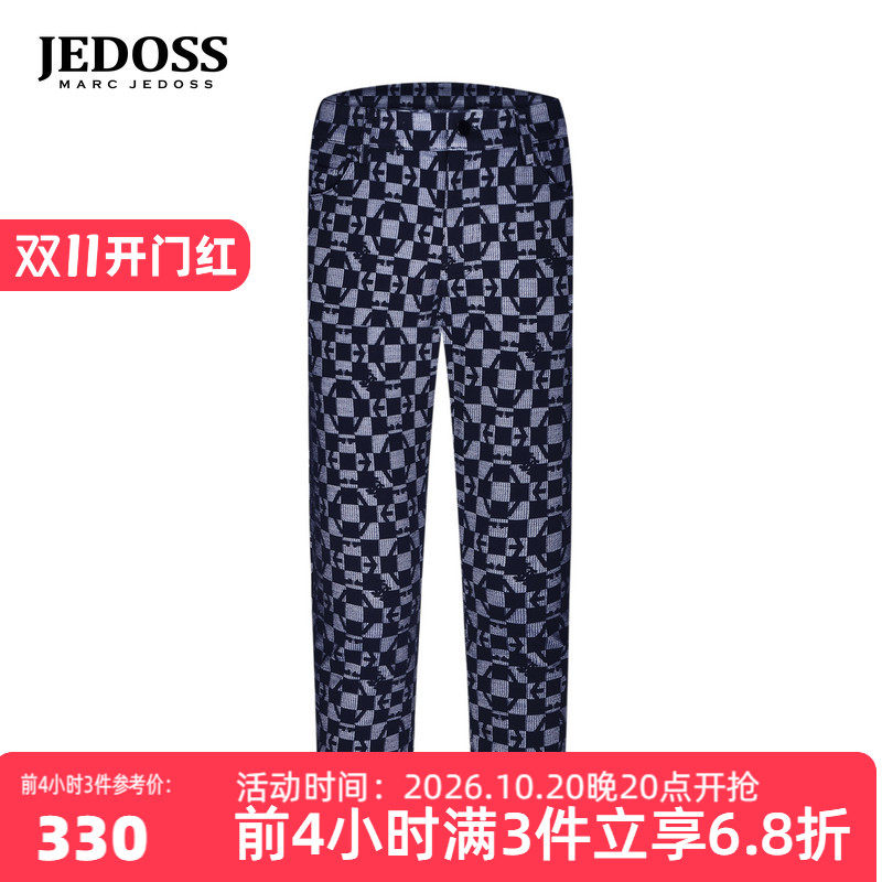 JEDOSS/爵迪斯男装秋冬专柜新款满格纹提花休闲针织裤潮B0141