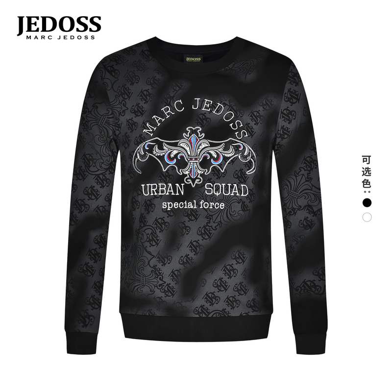 JEDOSS/爵迪斯男装2025夏季专柜新款LOGO刺绣满印套头卫衣薄BZ016