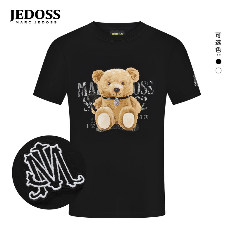 JEDOSS/爵迪斯男装2025夏季新款立体熊仔数码印花短袖T恤潮AM092