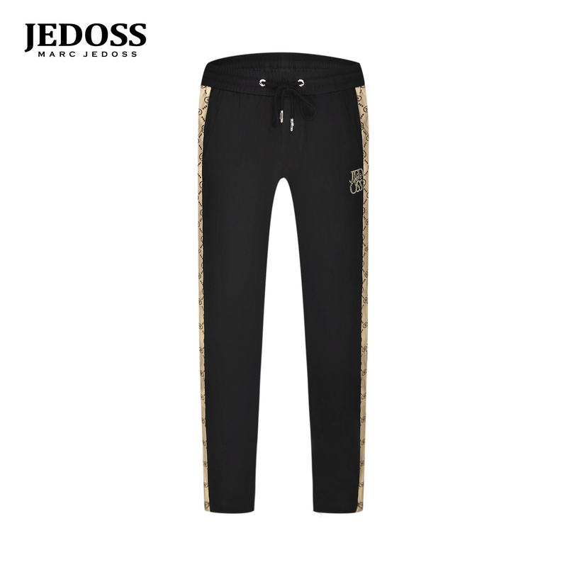 JEDOSS/爵迪斯男装2025春季专柜新款老花布织带九分针织裤JF837