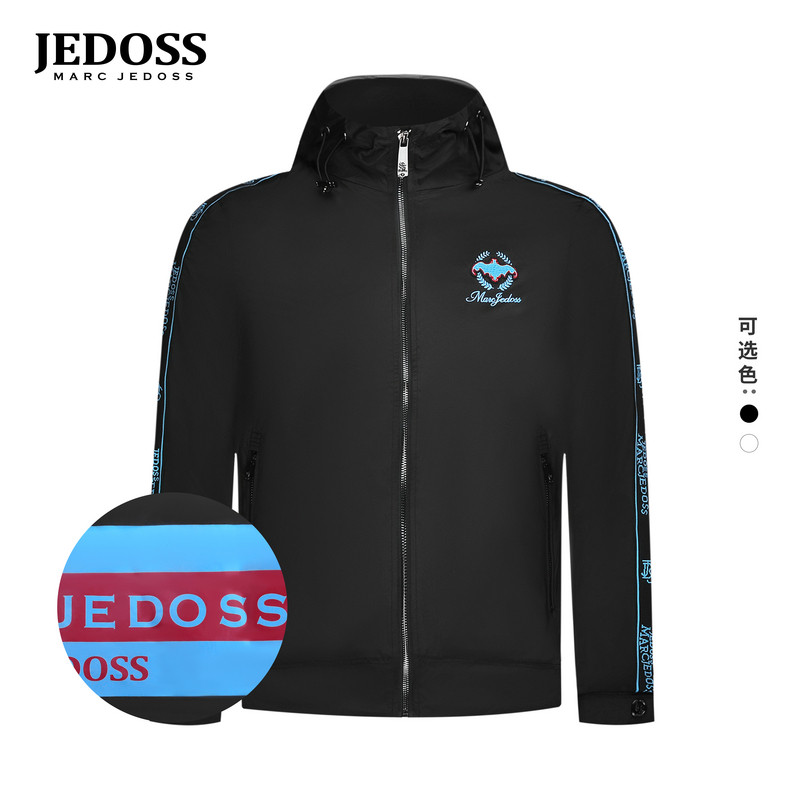 JEDOSS/爵迪斯男装春季专柜新款字母提花织带带帽薄夹克BZ002