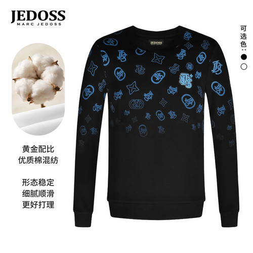 JEDOSS/爵迪斯男装2026初秋新款渐变半满印刺绣印花长袖卫衣255BS