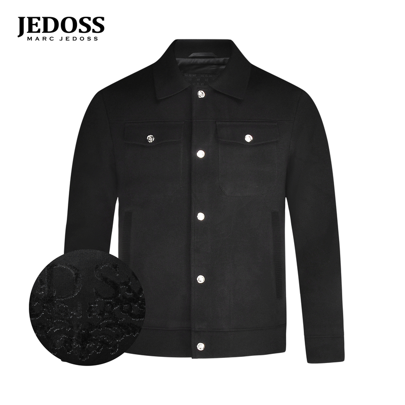 JEDOSS/爵迪斯男装2025秋冬专柜新款字母LOGO立体提花针织夹克235
