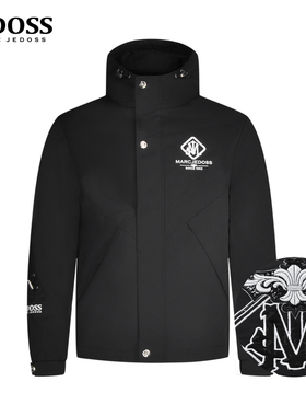 JEDOSS/爵迪斯男装2025秋冬专柜新款字母LOGO刺绣带帽夹棉夹克122
