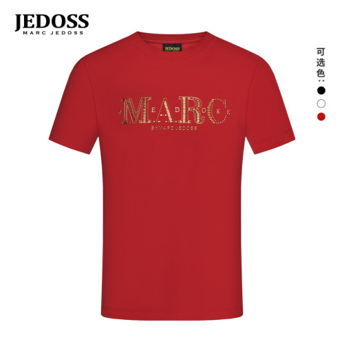 JEDOSS/爵迪斯男装初春专柜新款多切面厚板胶印短袖T恤1AS058