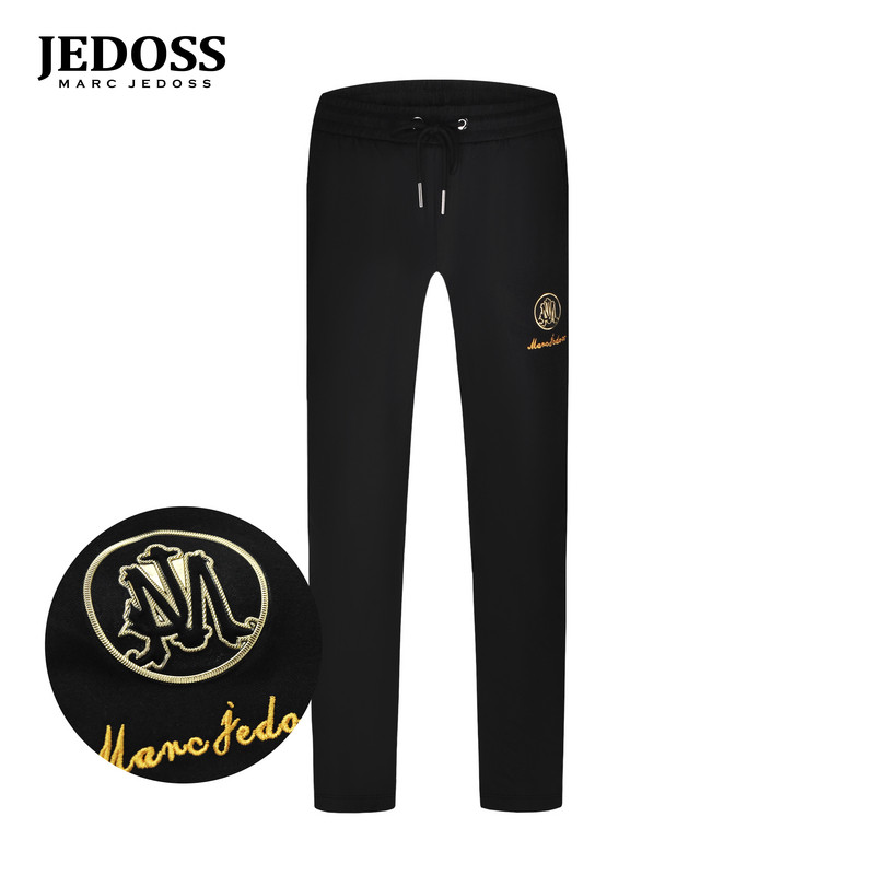 JEDOSS/爵迪斯男装2025春夏新款简约字母金线刺绣章仔针织裤3787Z