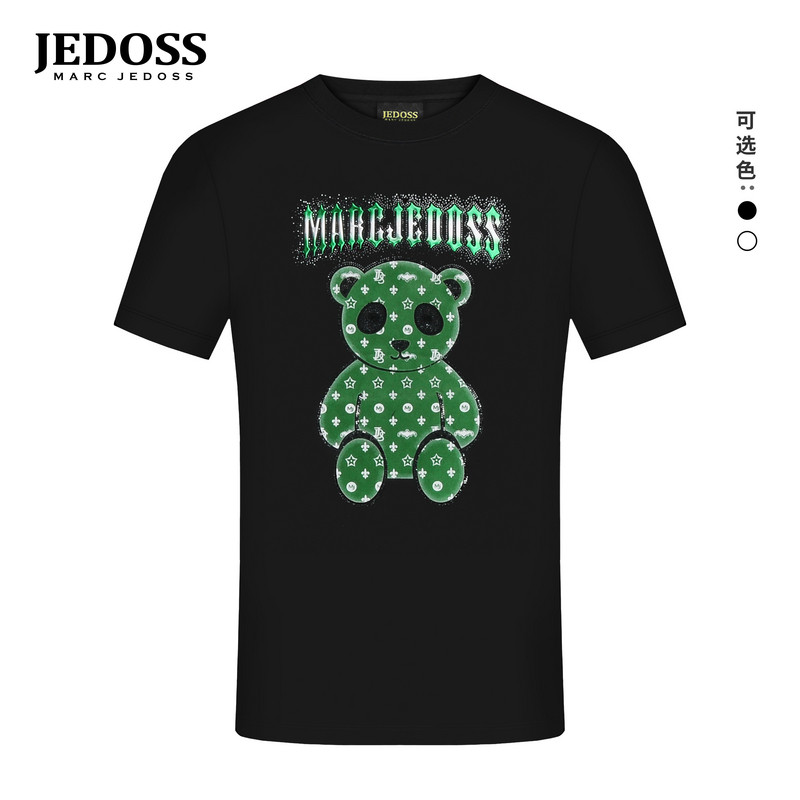 JEDOSS/爵迪斯男装2026夏季新款绒感镭射熊仔胶印短袖T恤潮526AM