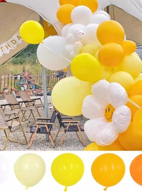5/10/18/36寸橙色桔色黄色系气球幼儿园生日暖橘元旦新年布置装饰