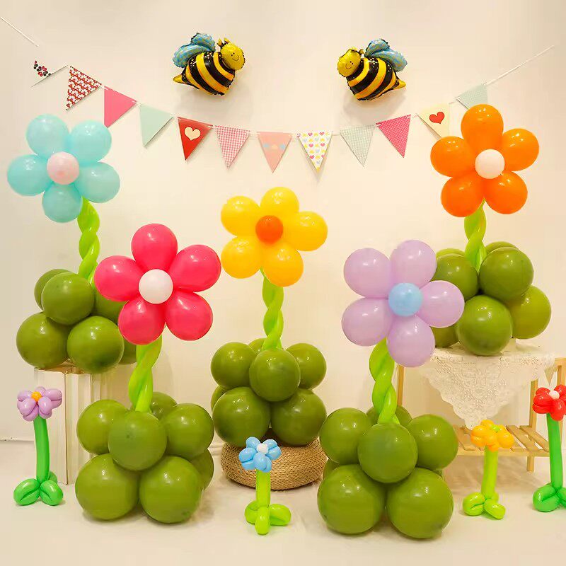六一儿童节装饰教室五瓣花气球立柱花朵路引61幼儿园氛围场景布置