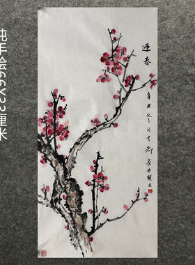 墨香村66X33CM装饰国画写意花鸟画四尺四开紫藤MC5032623-24