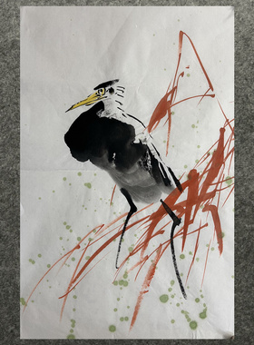 墨香村走道装饰国画纯手绘花鸟字画四尺三开花鸟画丹顶鹤未装裱01