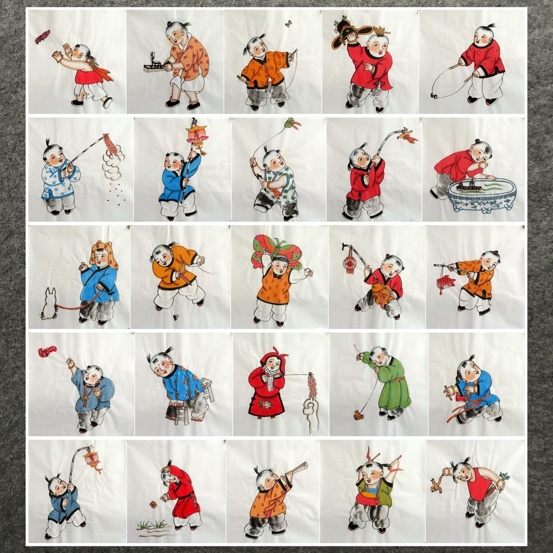 墨香村装饰国画走道挂画人物画纯手绘四尺八开童子童趣图53