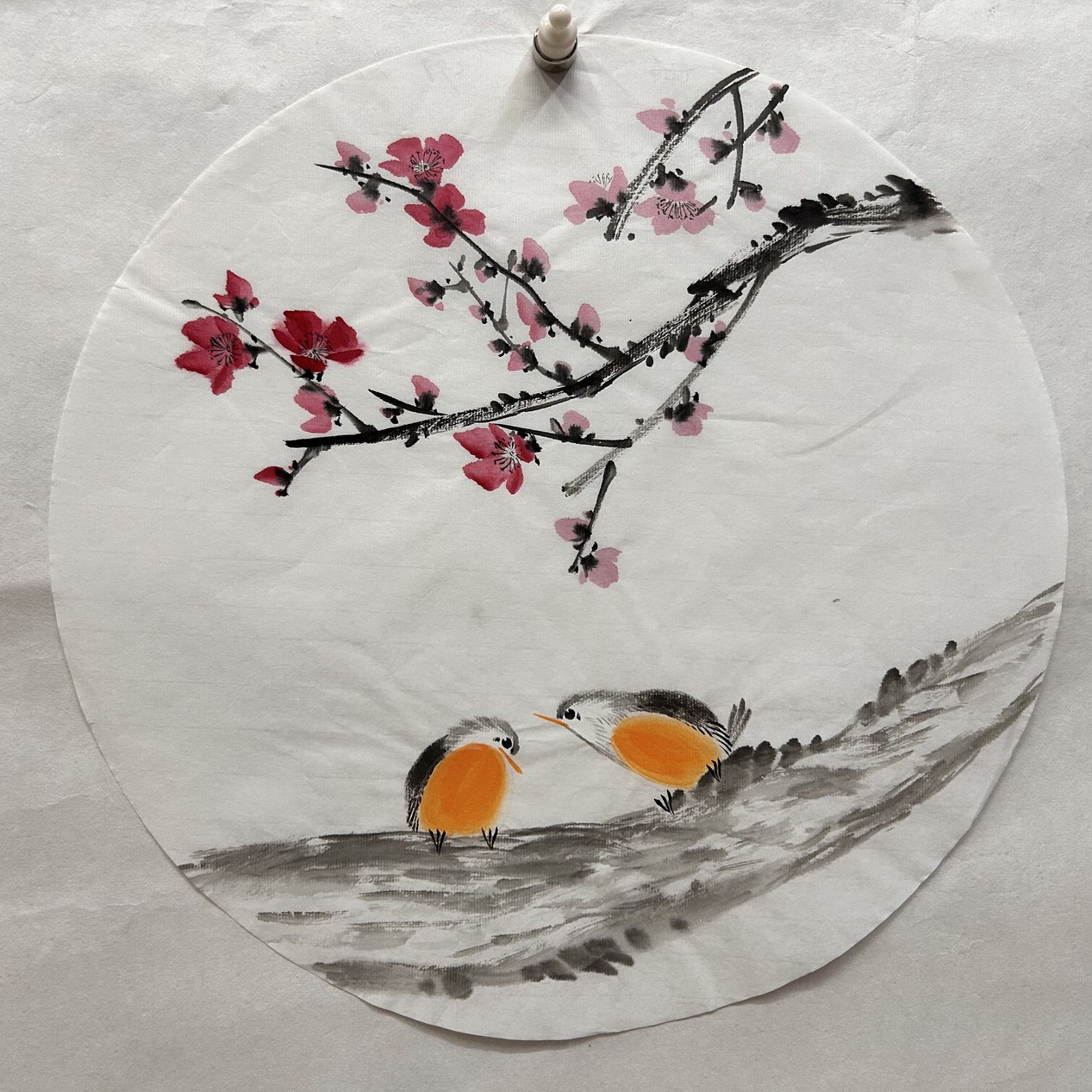 墨香村精品装饰国画纯手绘走廊过道圆形梅花花鸟画MT50701144-151图片